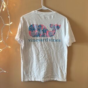 Vineyard Vines White T-Shirt with Blue and Pink Whale Logo